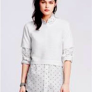 OTTOMAN-STRIPE CROPPED PULLOVER Sz L